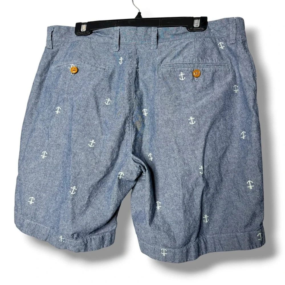 J Crew Shorts Mens‎ 36 Blue All Over Anchor Print Cotton GRAMERCY Chino Golf